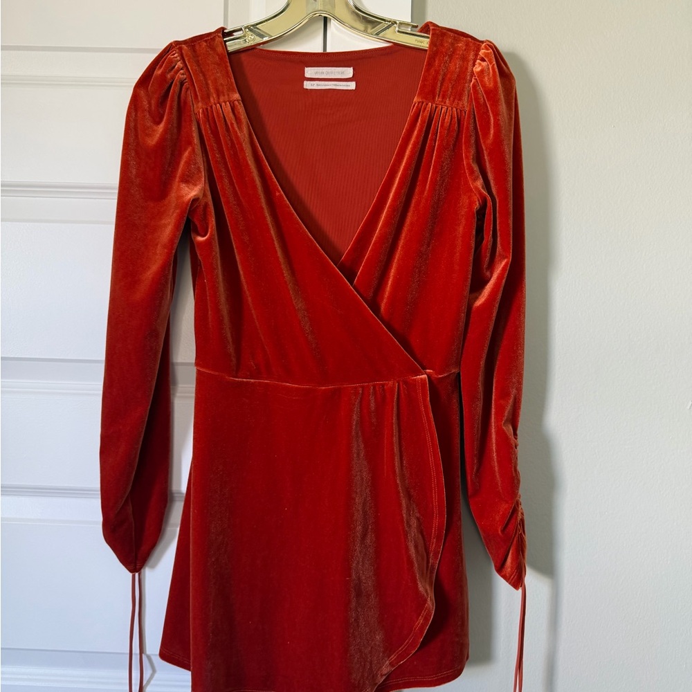 Urban Outfitters Burnt Orange Velvet Romper Small Skort